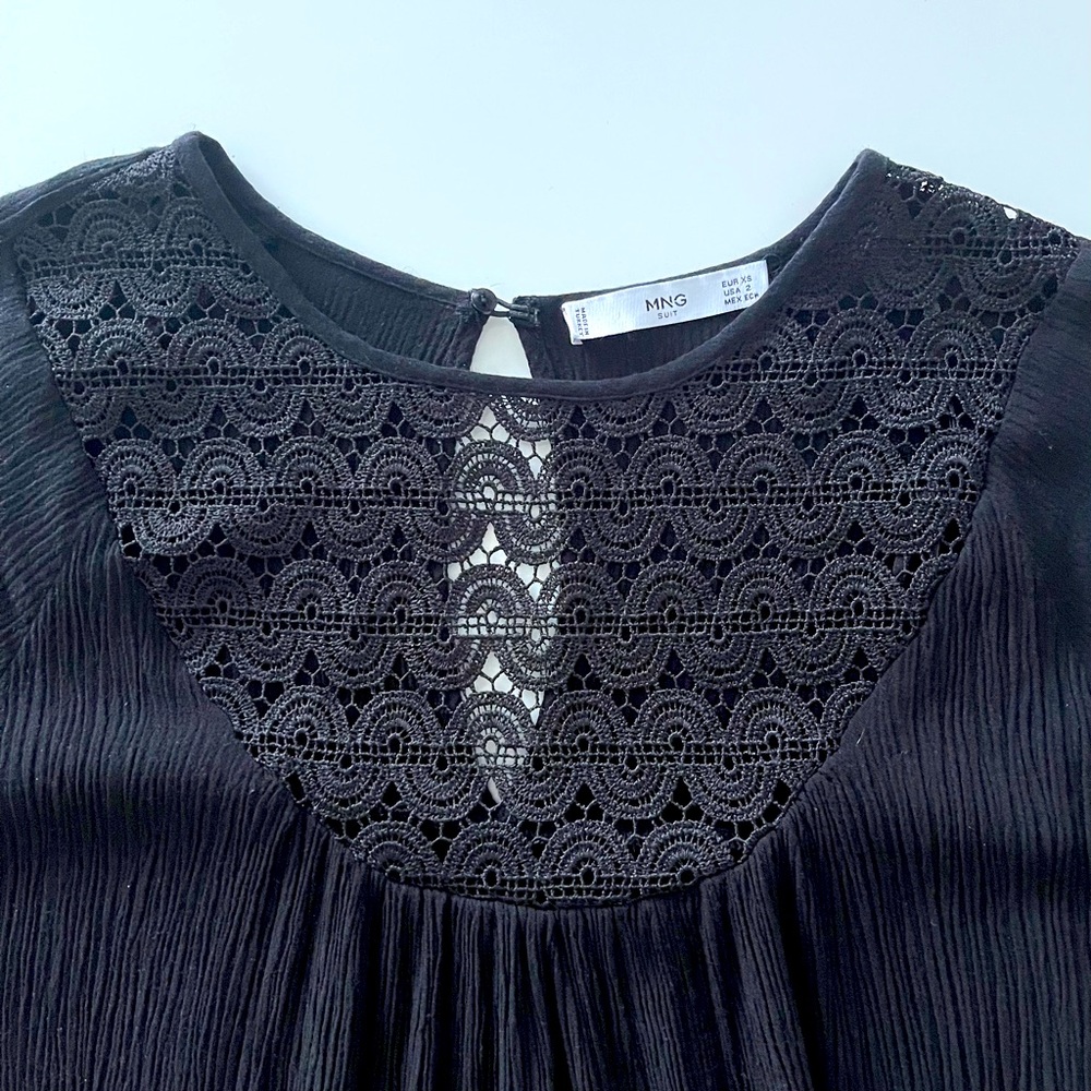 Mango MNG Suit Women’s Boho Style Top Black Size 2